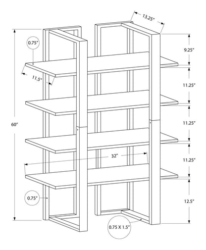 Bibliothèque en métal noir taupe foncé|Bibliothèque taupe foncé et métal noir|D90F8C8K