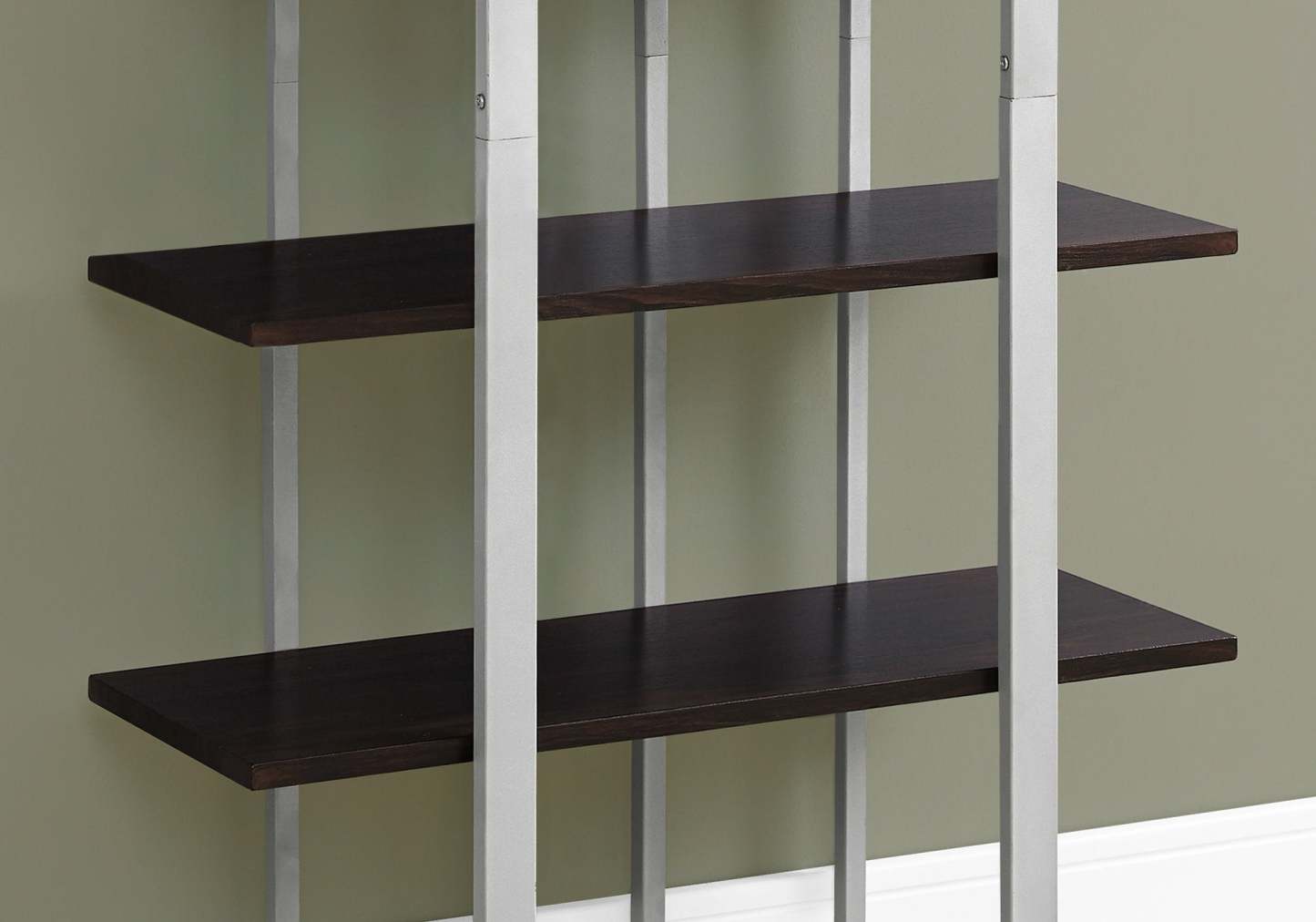 Bibliothèque en métal argenté expresso|Bibliothèque en métal argenté Espresso|D90F1SXU