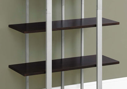 Bibliothèque en métal argenté expresso|Bibliothèque en métal argenté Espresso|D90F1SXU