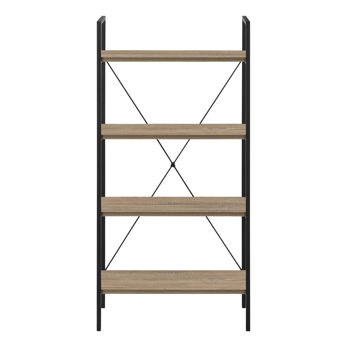 Dark Taupe Black Metal Bookcase|Bibliothèque taupe foncé et métal noir|D90FHV7X