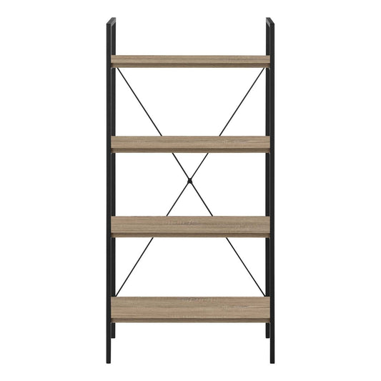 Dark Taupe Black Metal Bookcase|Bibliothèque taupe foncé et métal noir|D90FHV7X
