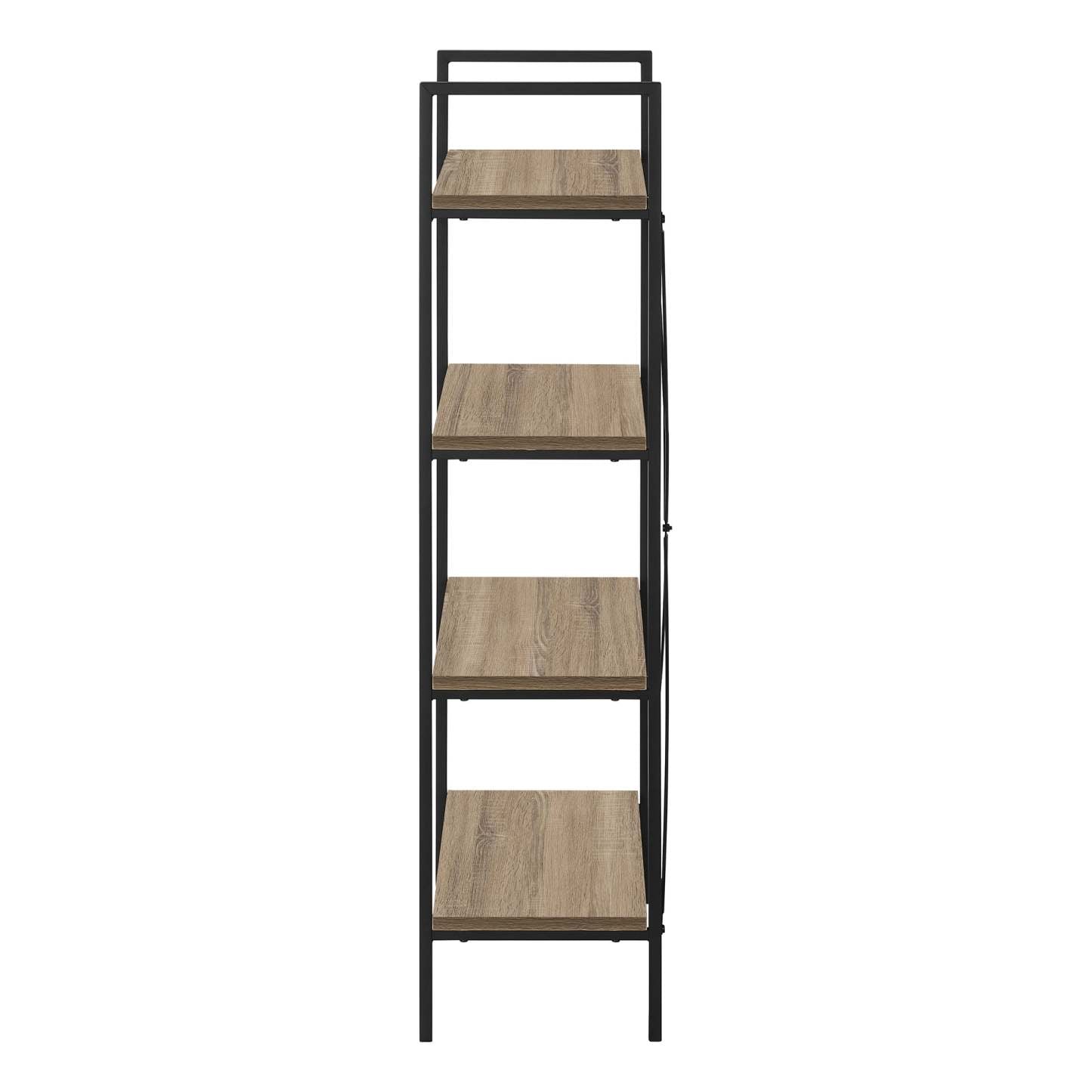 Dark Taupe Black Metal Bookcase|Bibliothèque taupe foncé et métal noir|D90FHV7X