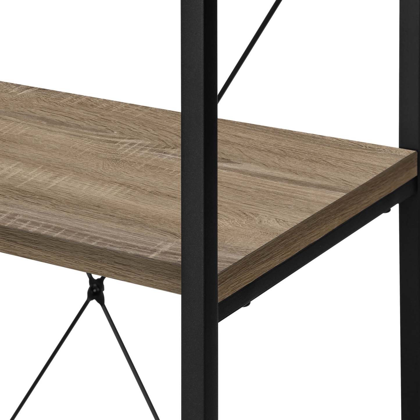 Dark Taupe Black Metal Bookcase|Bibliothèque taupe foncé et métal noir|D90FHV7X