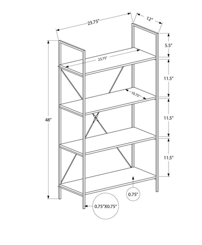 Dark Taupe Black Metal Bookcase|Bibliothèque taupe foncé et métal noir|D90FHV7X