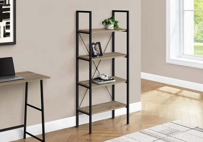 Dark Taupe Black Metal Bookcase|Bibliothèque taupe foncé et métal noir|D90FHV7X