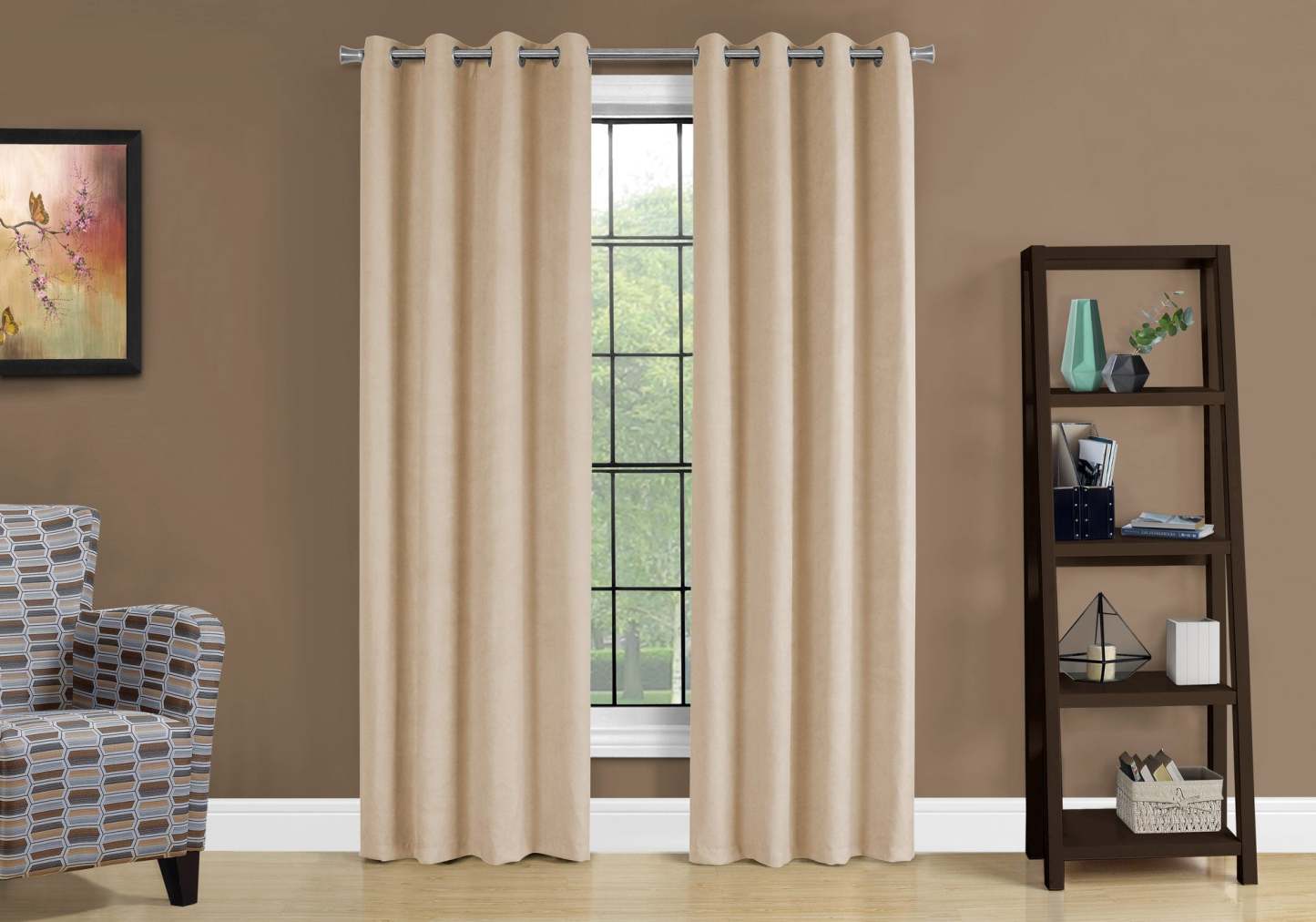 Rideau occultant beige en 2 pièces - 54 x 84 po