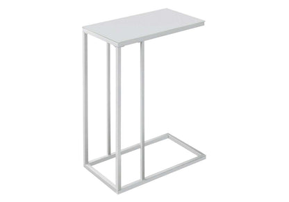 Table d'appoint en métal blanc avec verre trempé givré|Table d'appoint en métal blanc avec verre trempé givré|D90FPV20