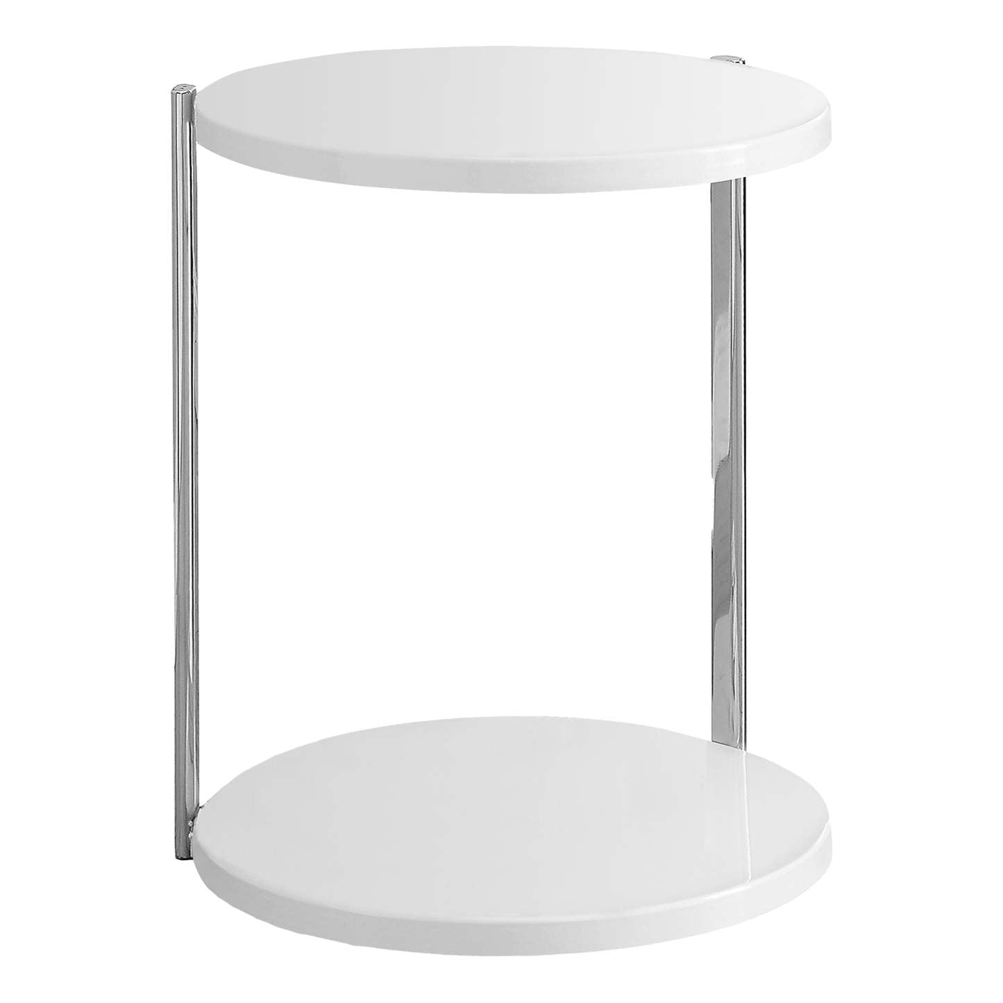 Table d'appoint en métal blanc brillant et chrome|Table d'appoint métal chromé et blanc lustré|D90FDIZE