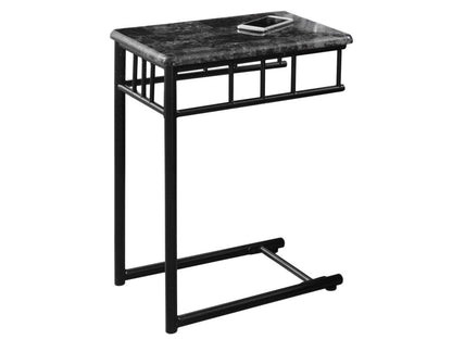 Table d'appoint aspect marbre gris et métal anthracite|Table d'appoint d'apparence marbre gris et métal anthracite|D90FRXLB