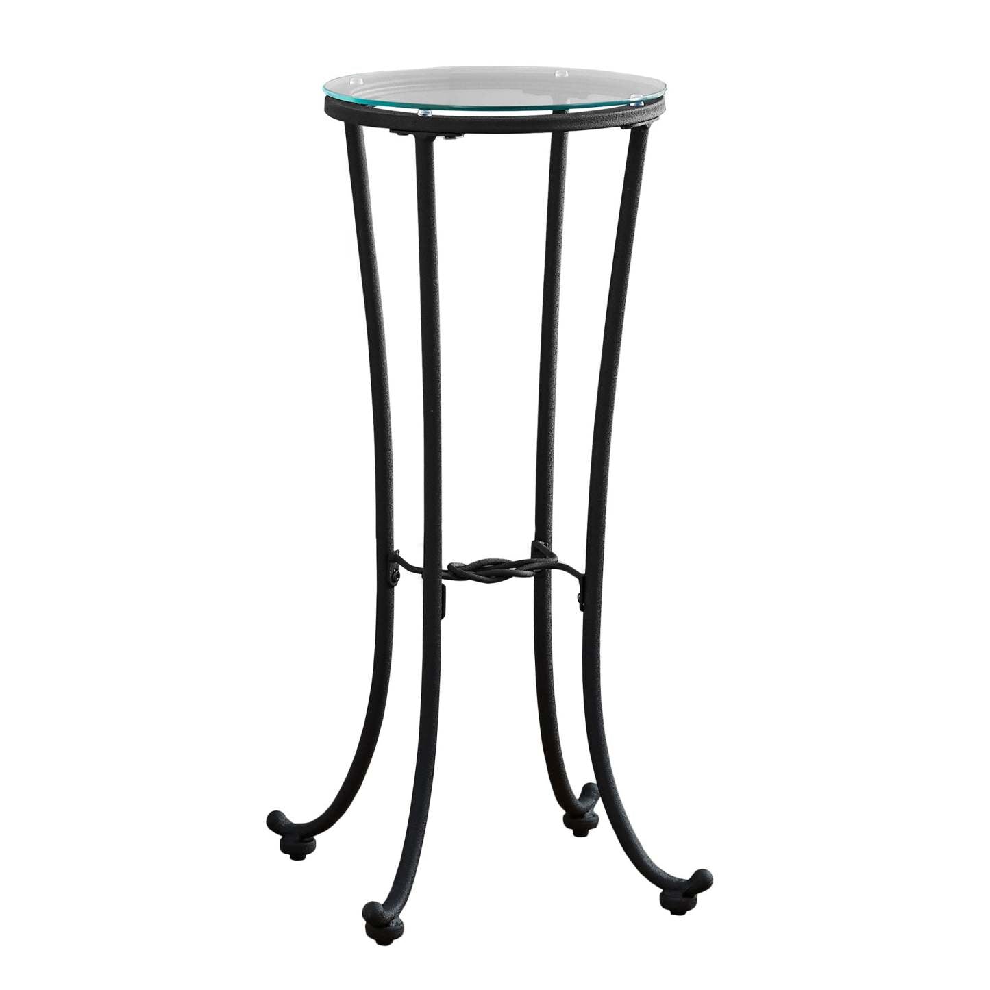 Table d'appoint en métal noir martelé avec verre trempé|Table d'appoint en métal noir martelé avec verre trempé|D90FX1KT