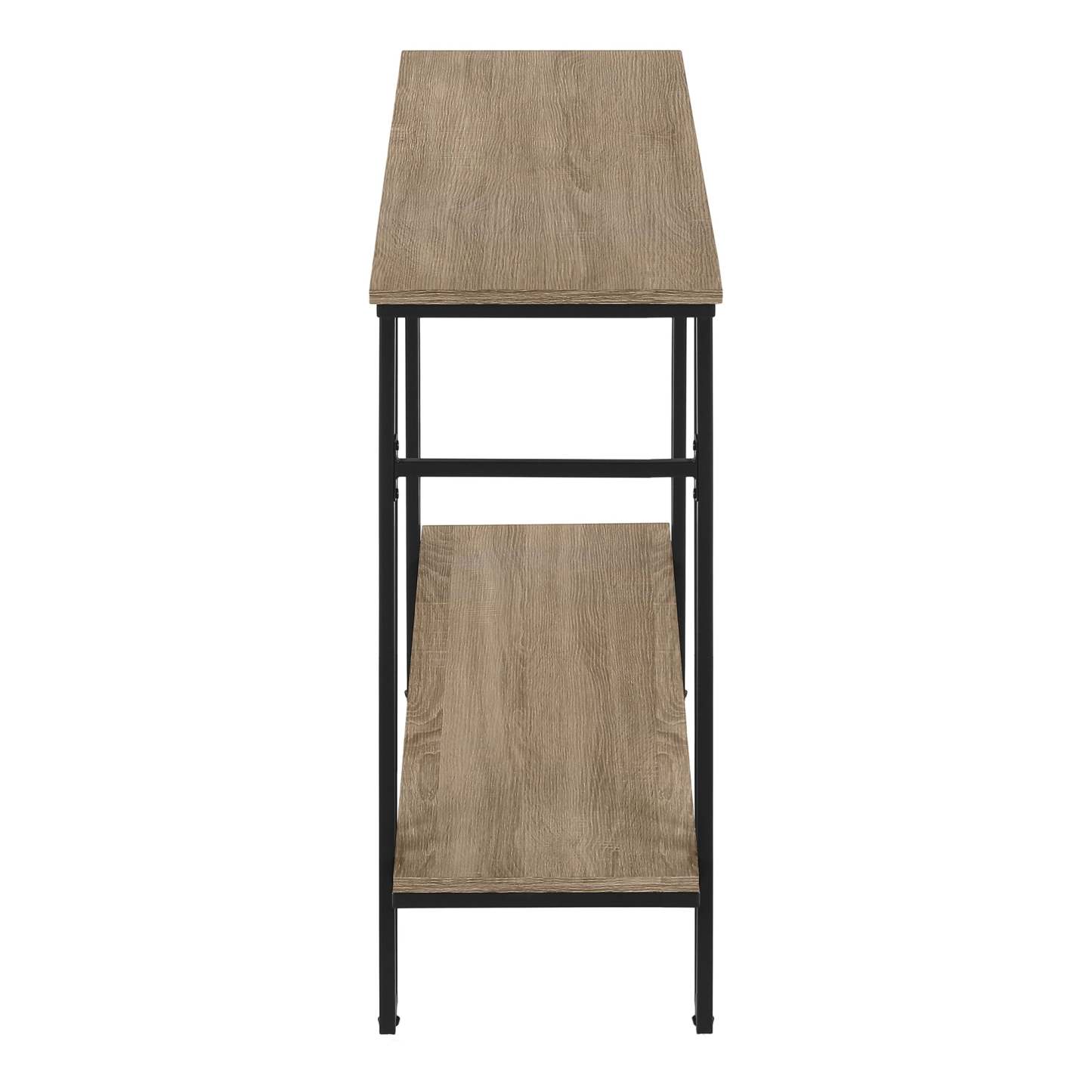 Console en métal noir et d’apparence bois taupe foncé|Console en métal noir et d’apparence bois taupe foncé|D90FTFQN