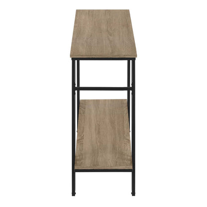 Console en métal noir et d’apparence bois taupe foncé|Console en métal noir et d’apparence bois taupe foncé|D90FTFQN