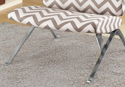 Chevron taupe foncé avec chaise d'appoint en métal chromé|Fauteuil d'appoint métal chromé avec motif de chevron taupe foncé|D90FBSPT