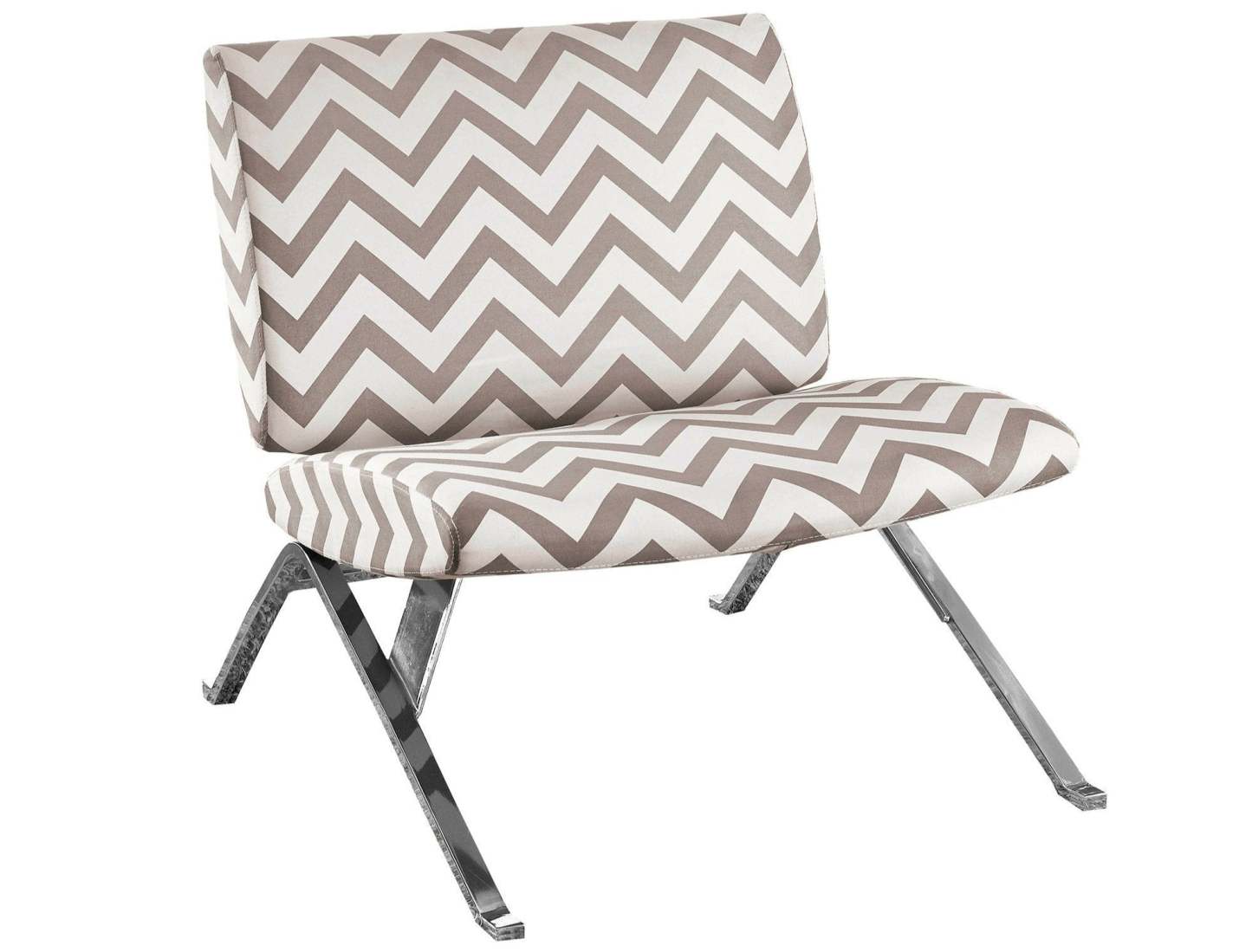 Chevron taupe foncé avec chaise d'appoint en métal chromé|Fauteuil d'appoint métal chromé avec motif de chevron taupe foncé|D90FBSPT