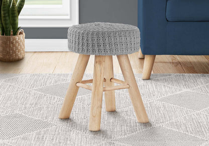 Pouf tricot gris et naturel|Pouf naturel et tricot gris|D90FGD1Z