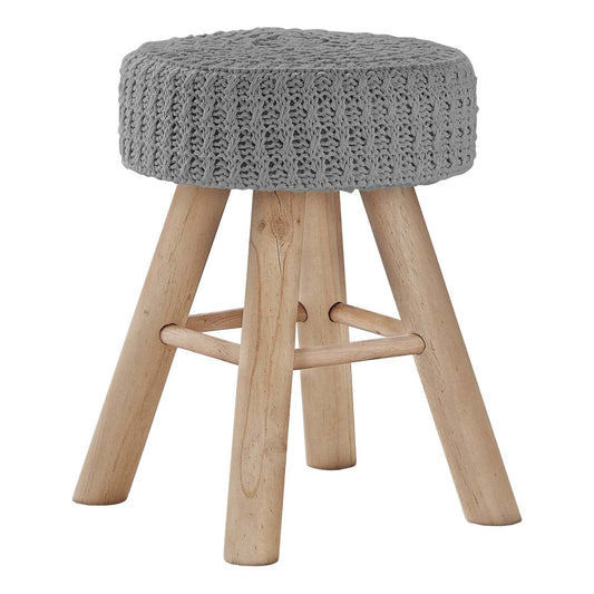 Pouf tricot gris et naturel|Pouf naturel et tricot gris|D90FGD1Z