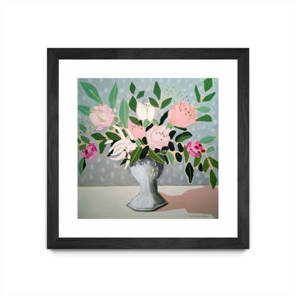 Spring Florals 1 Matted and Framed Black 30x30 Wall Art|Œuvre d'art murale encadrée noire et mate « Spring Florals 1 » 30 x 30