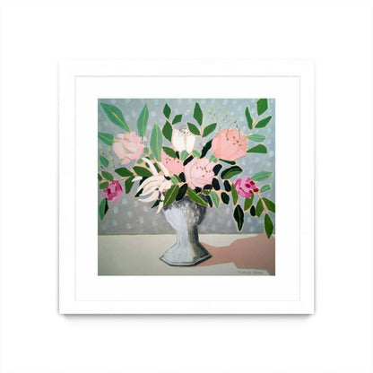 Spring Florals 1 Matted and Framed White 36x36 Wall Art|Œuvre d'art murale encadrée blanche et mate « Spring Florals 1 » 36 x 36
