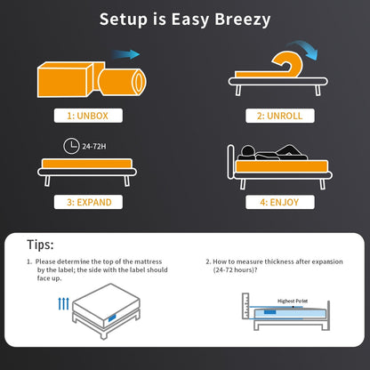 Matelas hybride en mousse à mémoire de forme SweDrea Plush 8/12 po, respirant et rafraîchissant, certifié CertiPUR-US, SGS et OEKO-TEX
