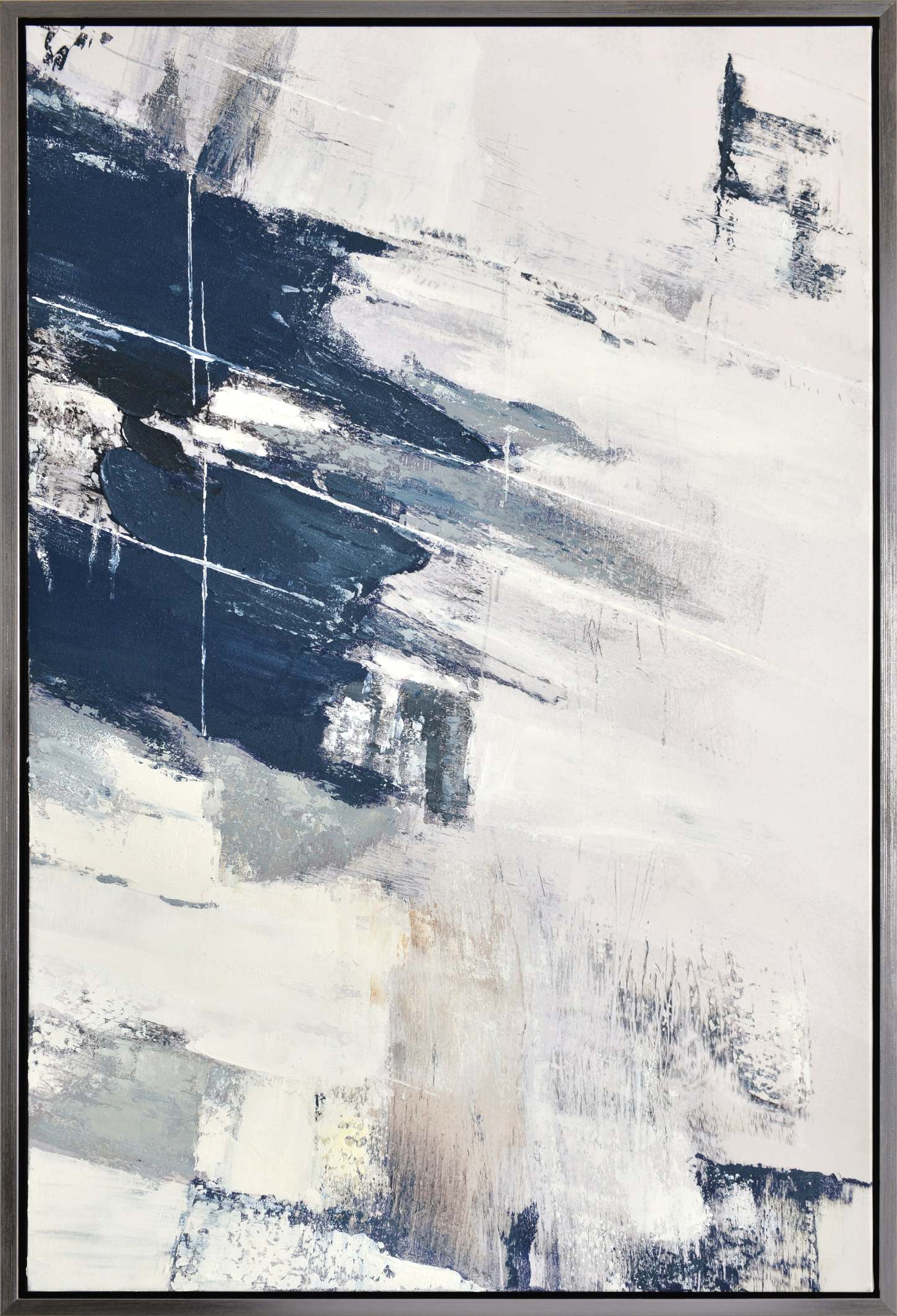 Peinture acrylique encadrée « Abstrait » - 31,5 po x 47,5 po