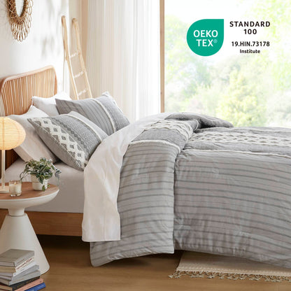 Ensemble de couette en coton imprimé INK+IVY Imani avec chenille