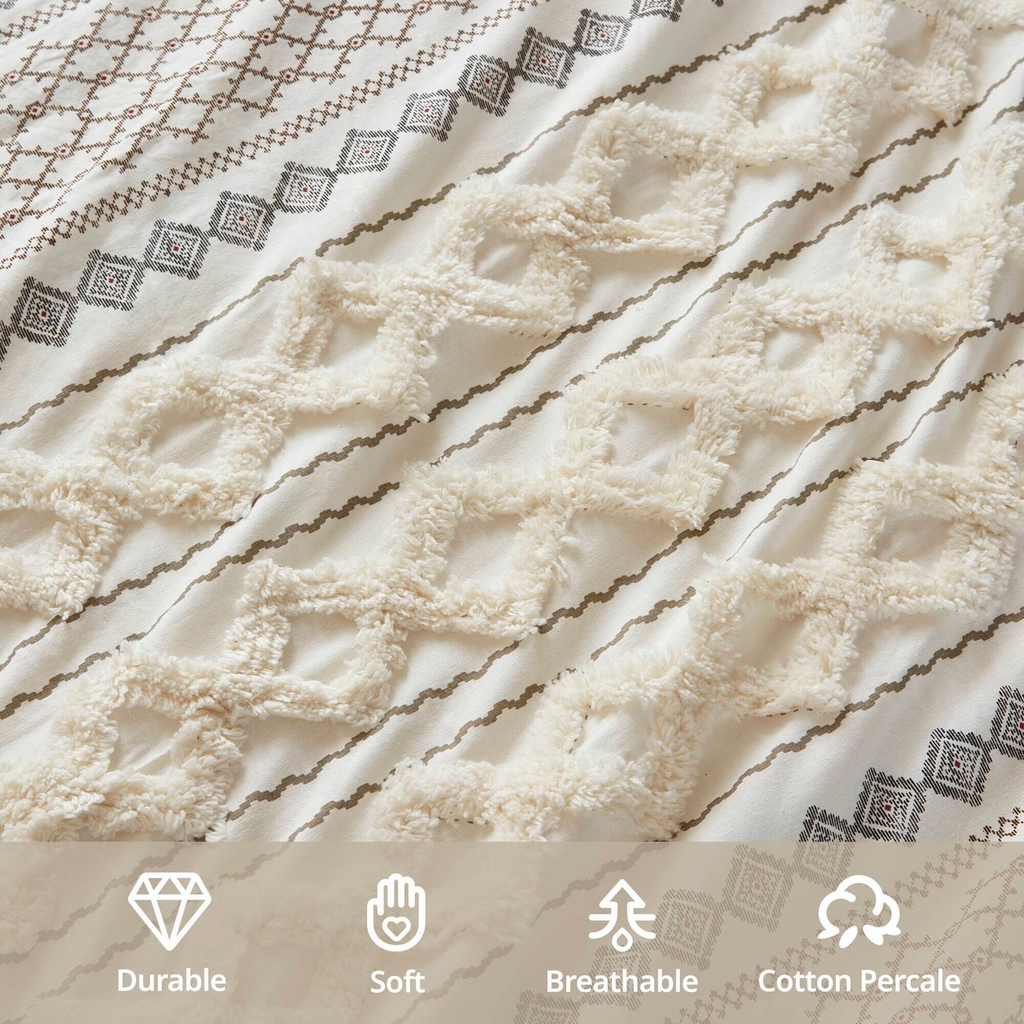 Ensemble de couette en coton imprimé INK+IVY Imani avec chenille