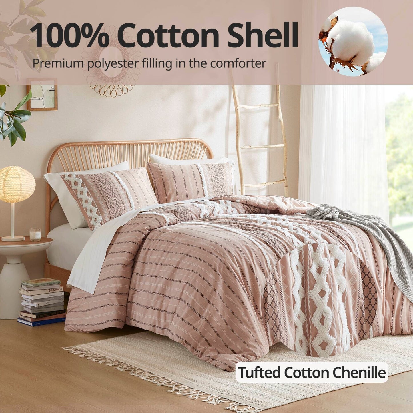 Ensemble de couette en coton imprimé INK+IVY Imani avec chenille