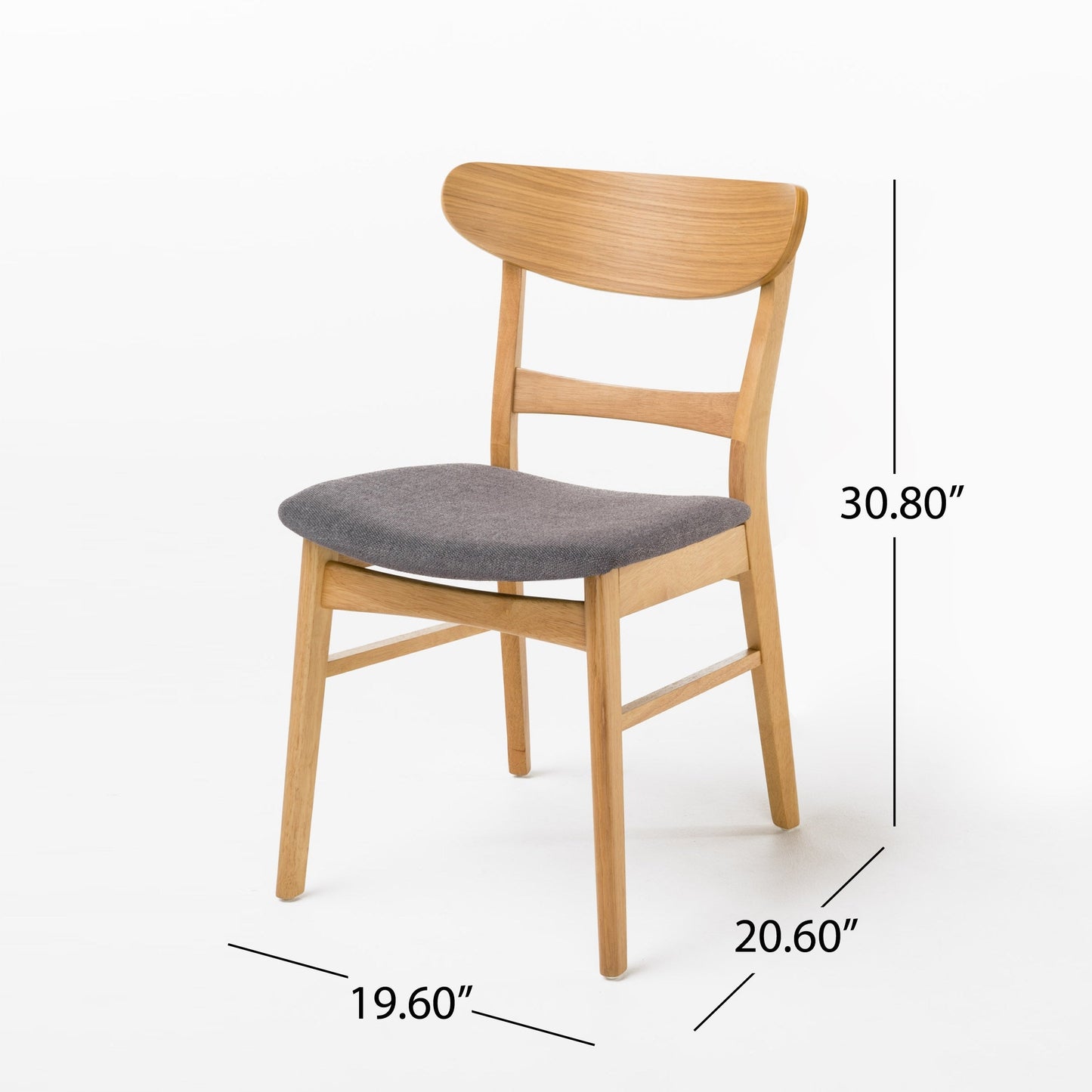 Chaises de salle à manger Abrielle en bois d'hévéa, style moderne du milieu du siècle (lot de 2), par Christopher Knight Home