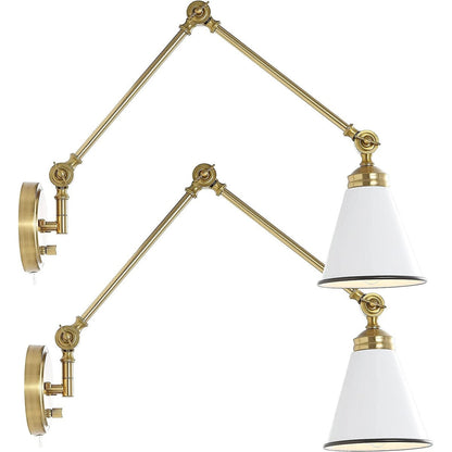 Applique murale industrielle WINGBO à bras articulé avec abat-jour en métal, lot de 2...