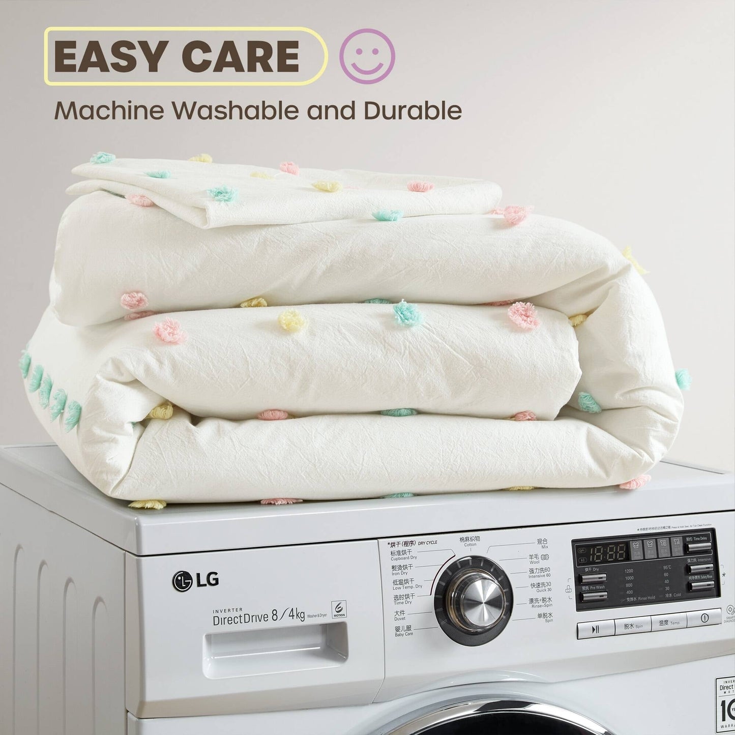 Ensemble de courtepointe en coton jacquard à pompons Ensley pour enfants Intelligent Design avec coussins décoratifs