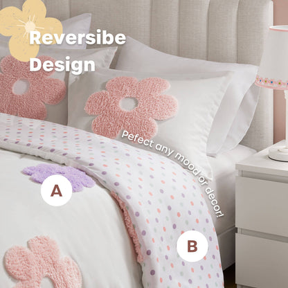 Parure de lit réversible en chenille tuftée à motif floral Madeline Kids d'Intelligent Design Kids