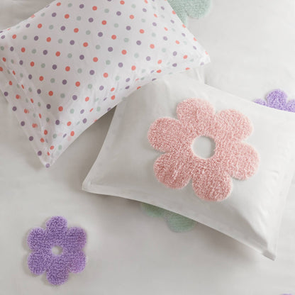 Parure de lit réversible en chenille tuftée à motif floral Madeline Kids d'Intelligent Design Kids