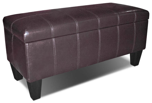 Jackson 39 Storage Ottoman - Brown Faux Leather|Pouf de rangement Jackson de 39 po - similicuir brun