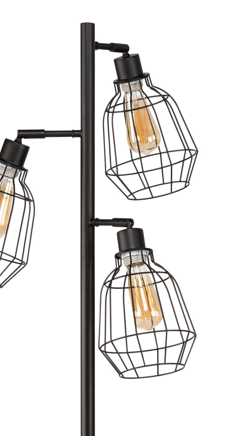 Lampe à pied Jaxon industrielle de 60 po noir mat à 3 ampoules avec grillage métallique