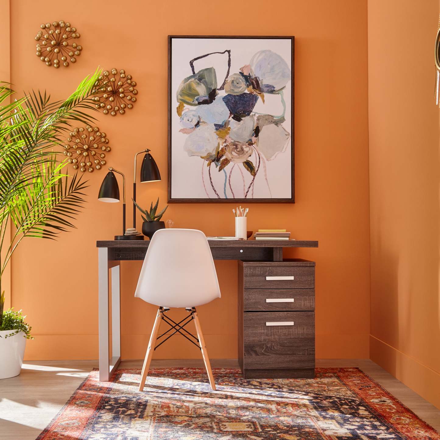 Lampe de table Jetty de 22 po noire et dorée à 2 ampoules