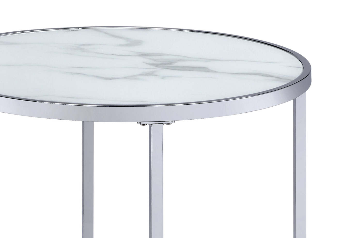 Josie 36 Glam Round Glass Top Nesting Coffee Tables - Grey Marble Look with Metal Legs|Tables à café gigognes rondes somptueuses Josie de 36 po avec dessus en verre - imitation de marbre gris avec pattes en métal