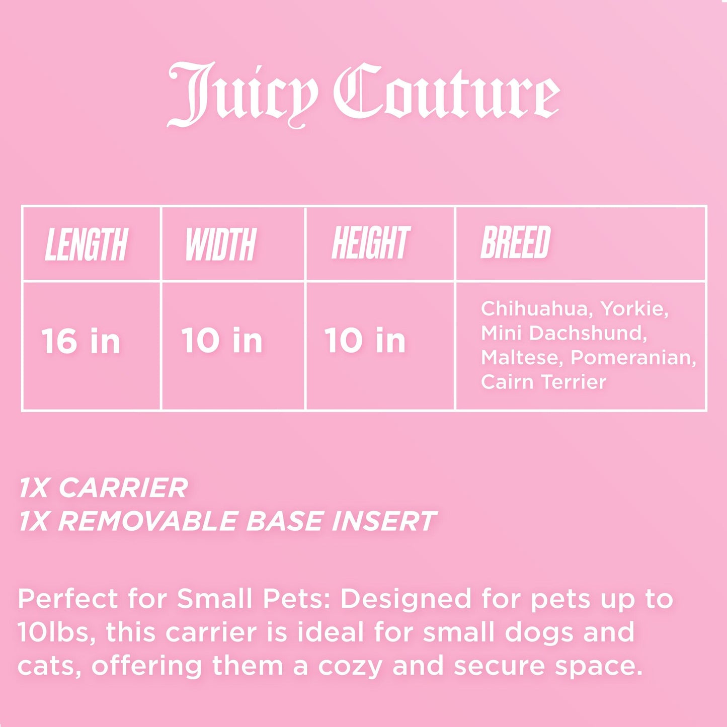 Sac de transport élégant Juicy Couture Give Me Treats pour animaux de compagnie - Sac de voyage