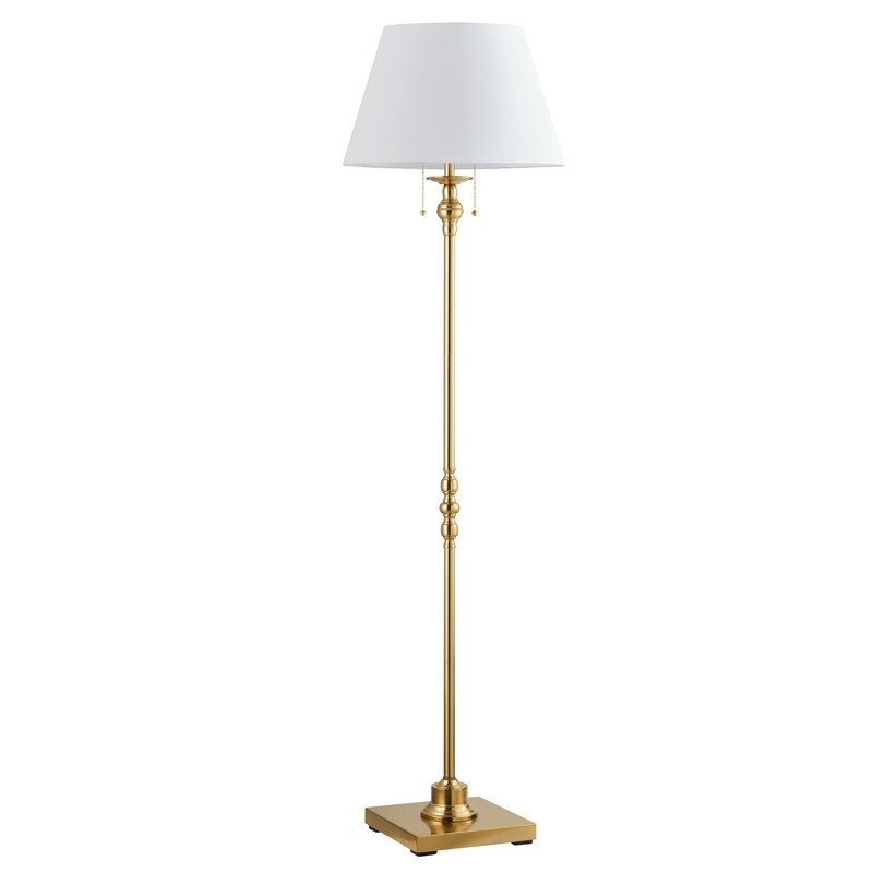 Lampadaire KAWOTI 60,5'' à 2 lumières avec abat-jour en tissu Empire