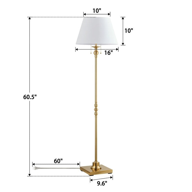 Lampadaire KAWOTI 60,5'' à 2 lumières avec abat-jour en tissu Empire