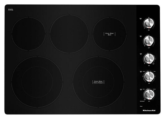 Surface de cuisson électrique KitchenAid de 30 po à 5 éléments - acier inoxydable - KCES550HSS | KitchenAid 30 5-Element Electric Cooktop - Stainless Steel - KCES550HSS
