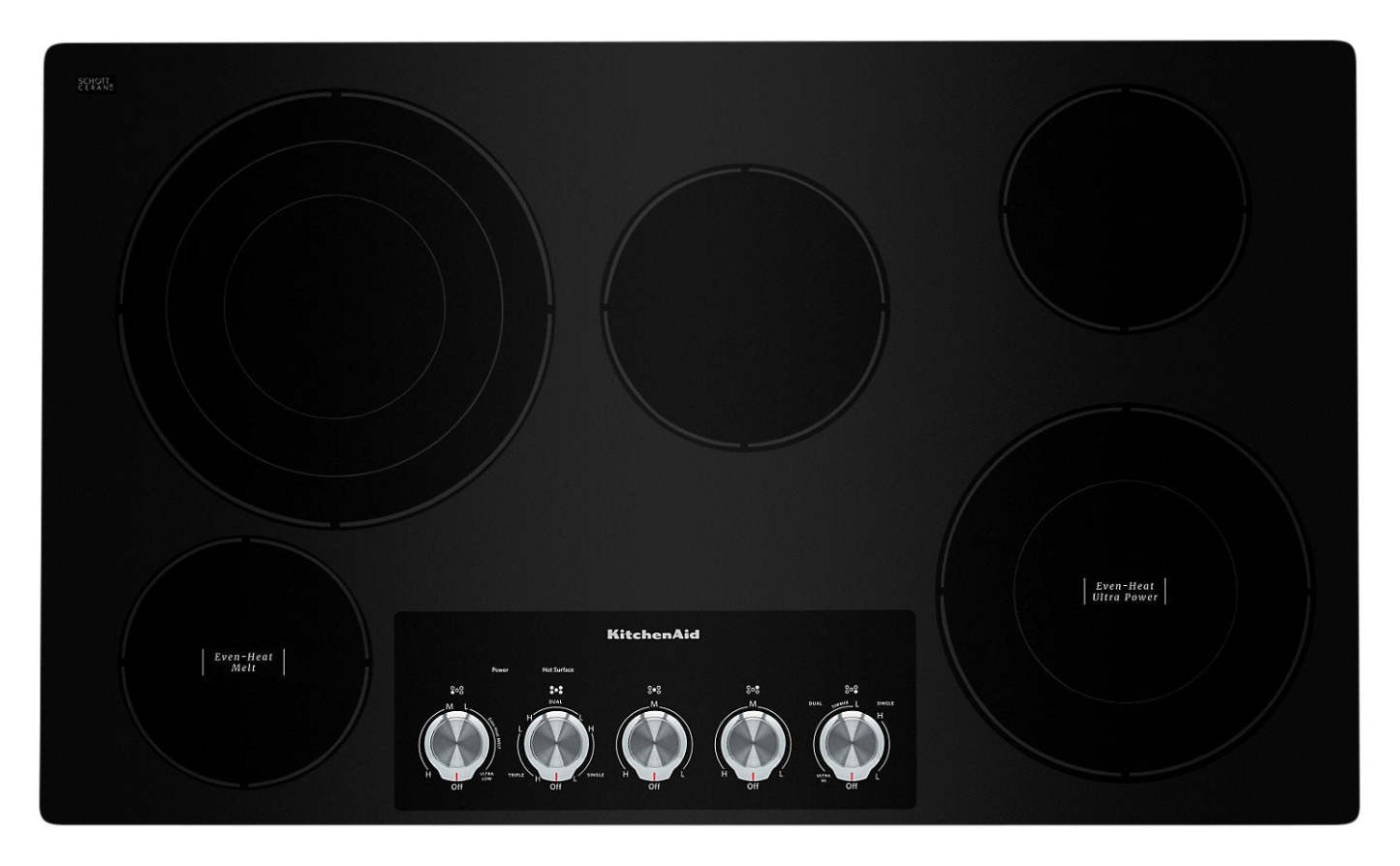 Surface de cuisson électrique KitchenAid de 36 po à 5 éléments - noire - KCES556HBL