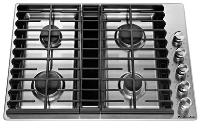 KitchenAid 30 4-Element Gas Cooktop - Stainless Steel - KCGD500GSS | Table de cuisson à gaz KitchenAid de 30 po à 4 éléments - acier inoxydable - KCGD500GSS