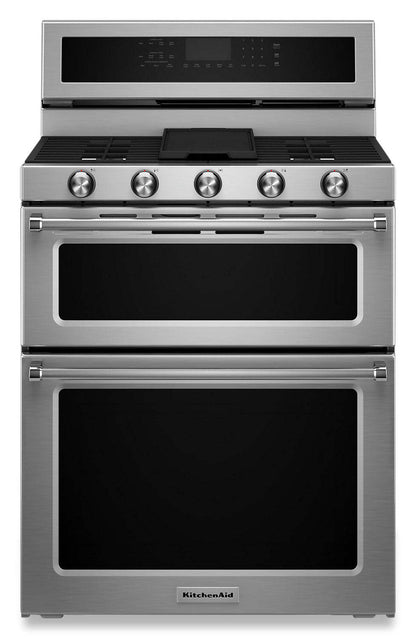 Cuisinière à gaz KitchenAid de 6 pi³ avec autonettoyage et four double - acier inoxydable - KFGD500ESS