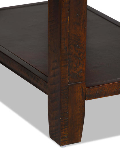 Konagrove 16 Rustic Chairside Table with Storage and Shelf - Dark Brown Wood|Table de fauteuil rustique Konagrove de 16 po avec rangement et tablette - bois brun foncé