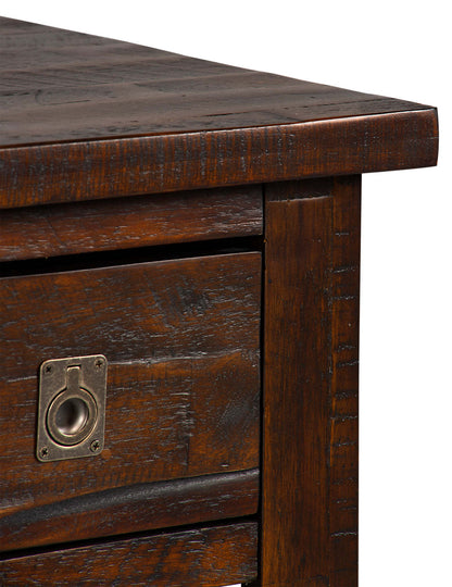 Konagrove 16 Rustic Chairside Table with Storage and Shelf - Dark Brown Wood|Table de fauteuil rustique Konagrove de 16 po avec rangement et tablette - bois brun foncé