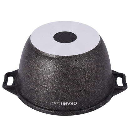 Casserole antiadhésive KUKMARA Granit Ultra en aluminium effet marbre avec couvercle en verre