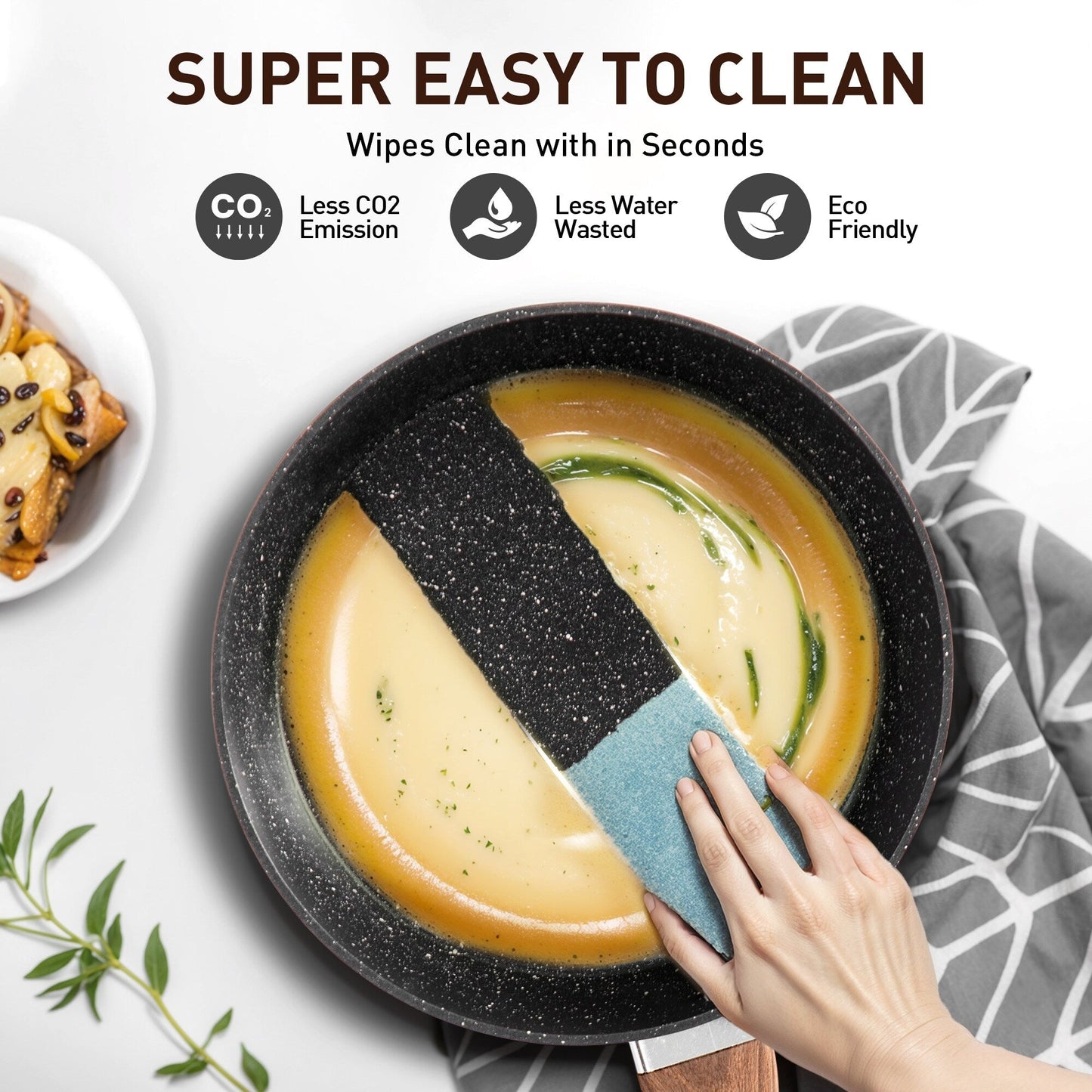 Ensemble de 15 pièces de batterie de cuisine antiadhésive à revêtement granit Kitchen Academy