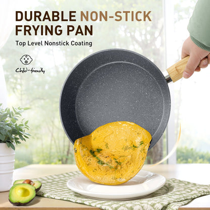 Batterie de cuisine antiadhésive, ensemble de 12 pièces (casseroles et poêles) en granit