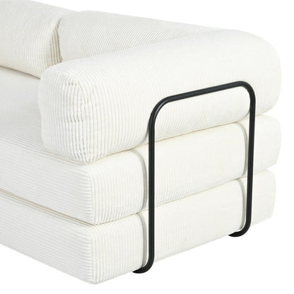 Canapé-lit modulaire en L en tissu velours côtelé