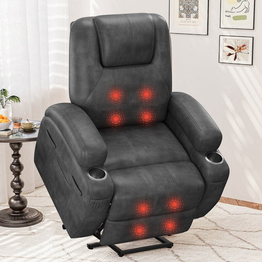 Fauteuil inclinable LACOO à levage électrique, en cuir PU, avec fonction massage
